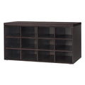 Dinzi Lvj Shoe Storage Bench With Cushion, Cubby Shoe Rack With 12 Cubbies, Adjustable Shelves, Multifunctional Shoe Organizer Bench For Entryway, Mudroom, Hallway, Closet And Garage, Espresso