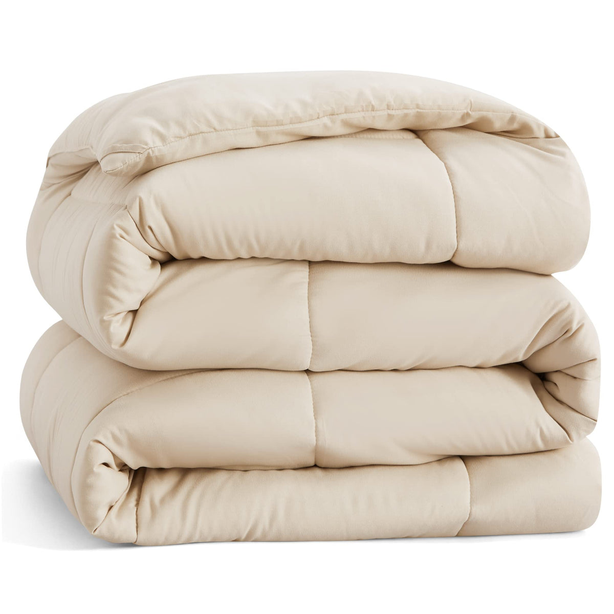 Bedsure Duvet Insert Full Comforter Beige - All Season Quilted Down Alternative Comforter For Full Bed, 300Gsm Mashine Washable
