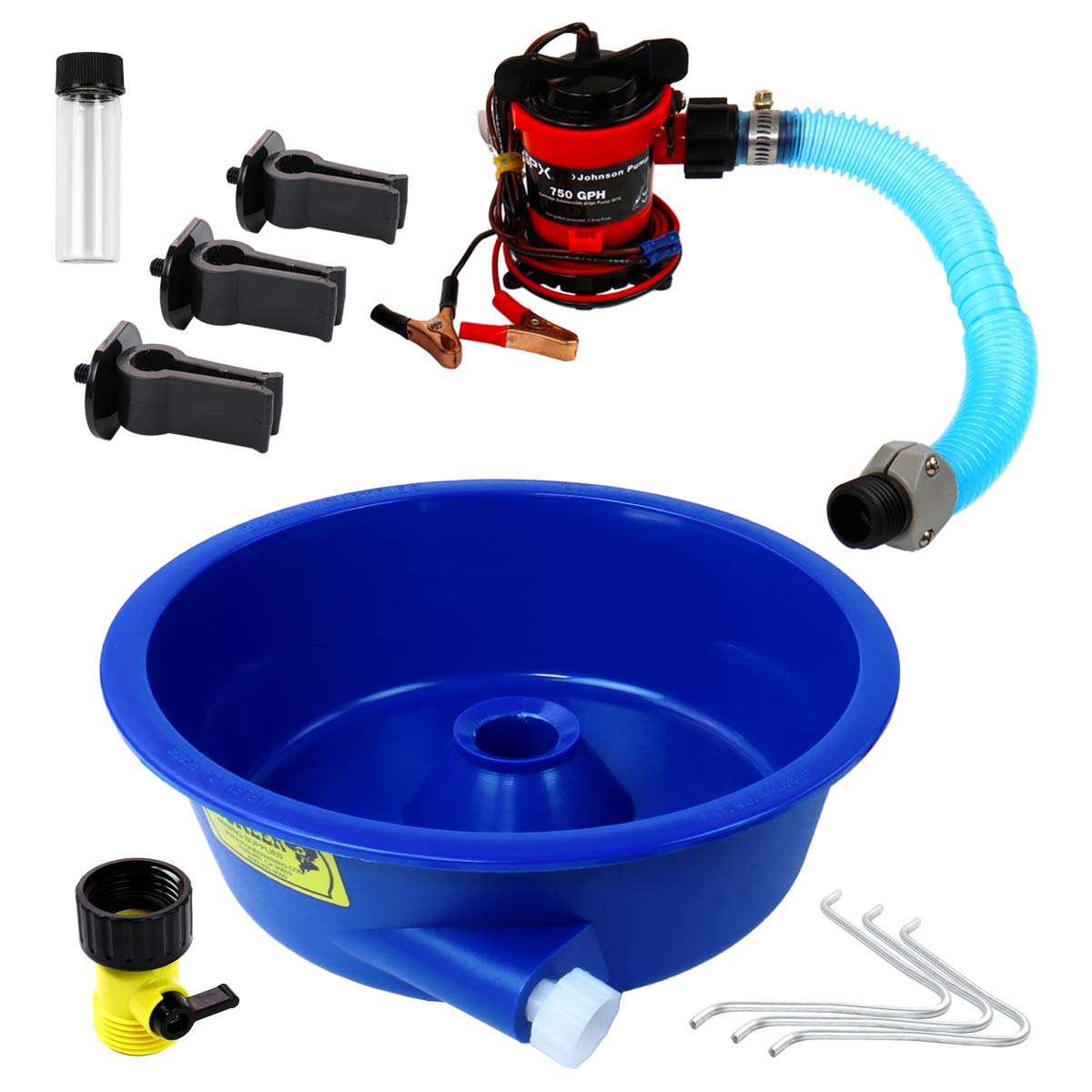 Blue Bowl Concentrator Kit With Pump, Leg Levelers, Vial - Gold Mining Equipment