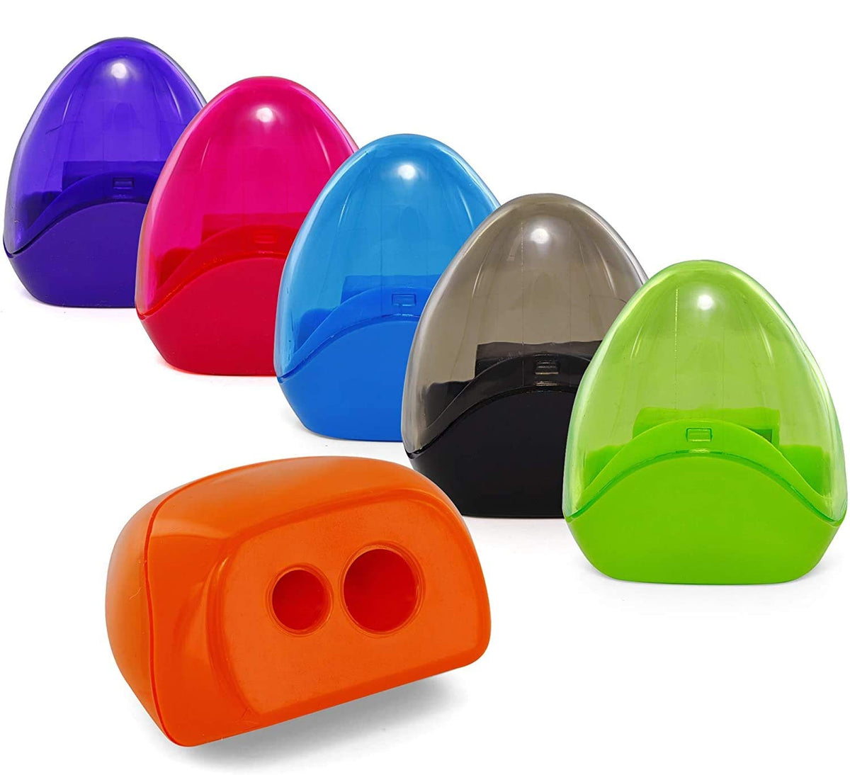 Emraw 6 Colors Dual Hole Manual Pencil Sharpener With Triangle Receptacle For School Home Office Using Standard And Jumbo Pencil