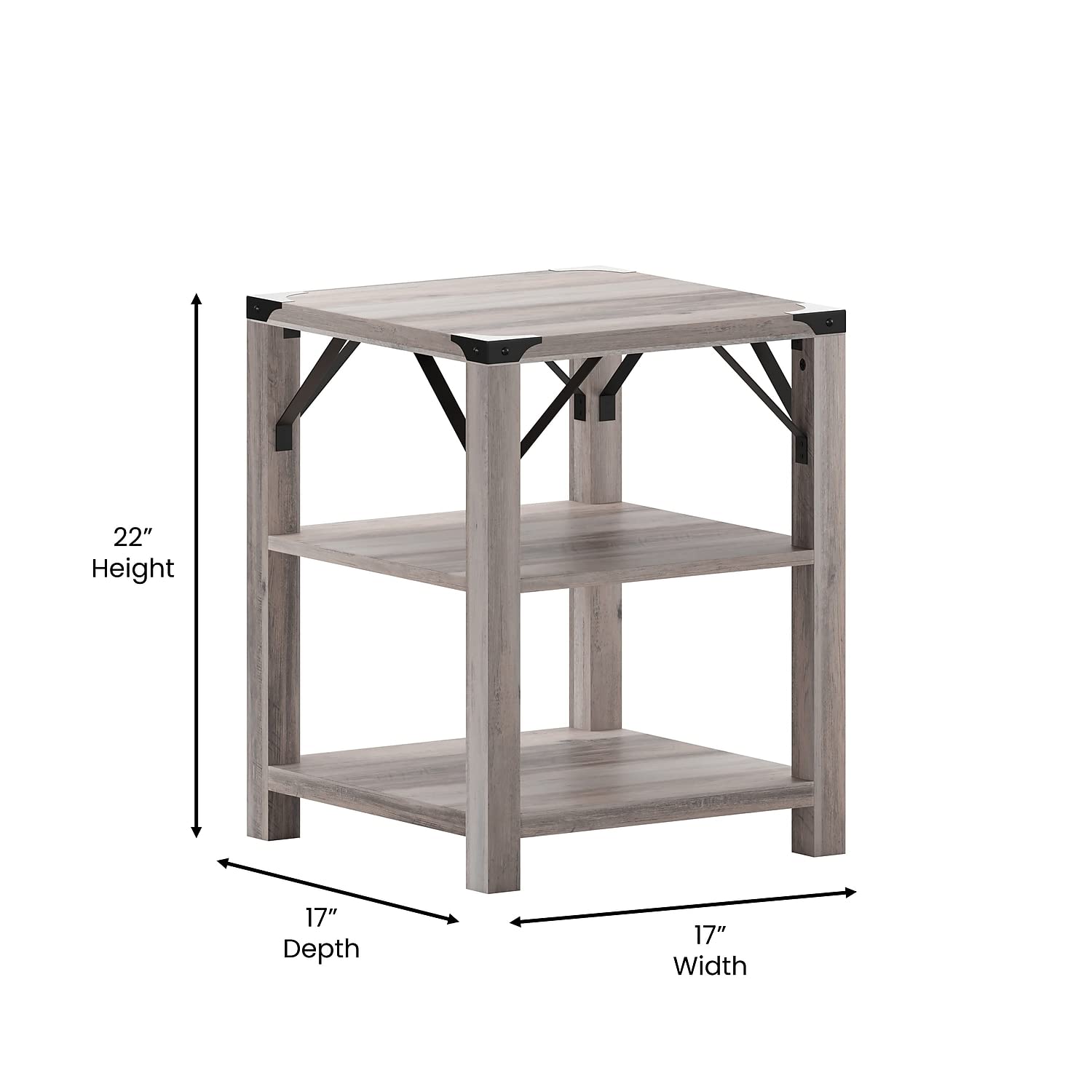 Wyatt Modern Farmhouse 3 Tier Side Table