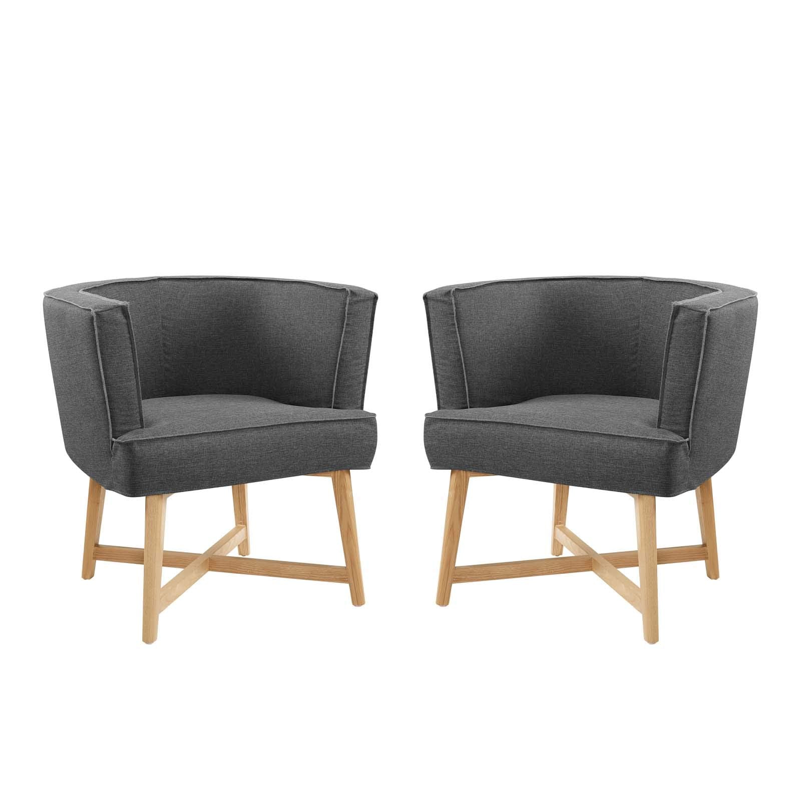 Modway Anders Accent Chair Upholstered Fabric Set Of 2, Gray