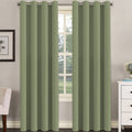 H.Versailtex Premium Blackout Thermal Insulated Room Darkening Curtains For Bedroom/Living Room - Classic Grommet Top (2 Panels, Sage, 52 Inch By 96 Inch)
