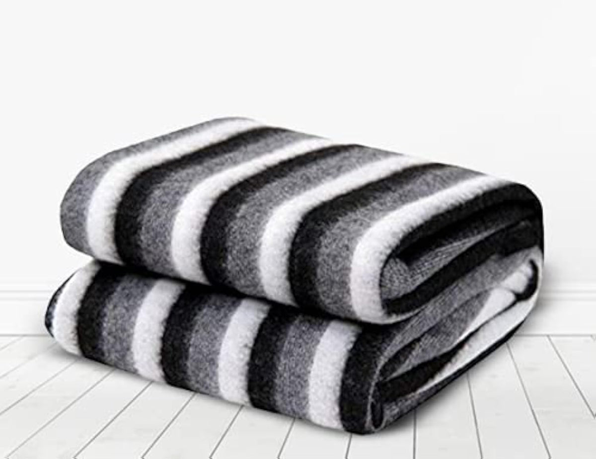 Goyals Polar Fleece 250TC Single Bed Stripes Blanket, 250 Thread Count  Black