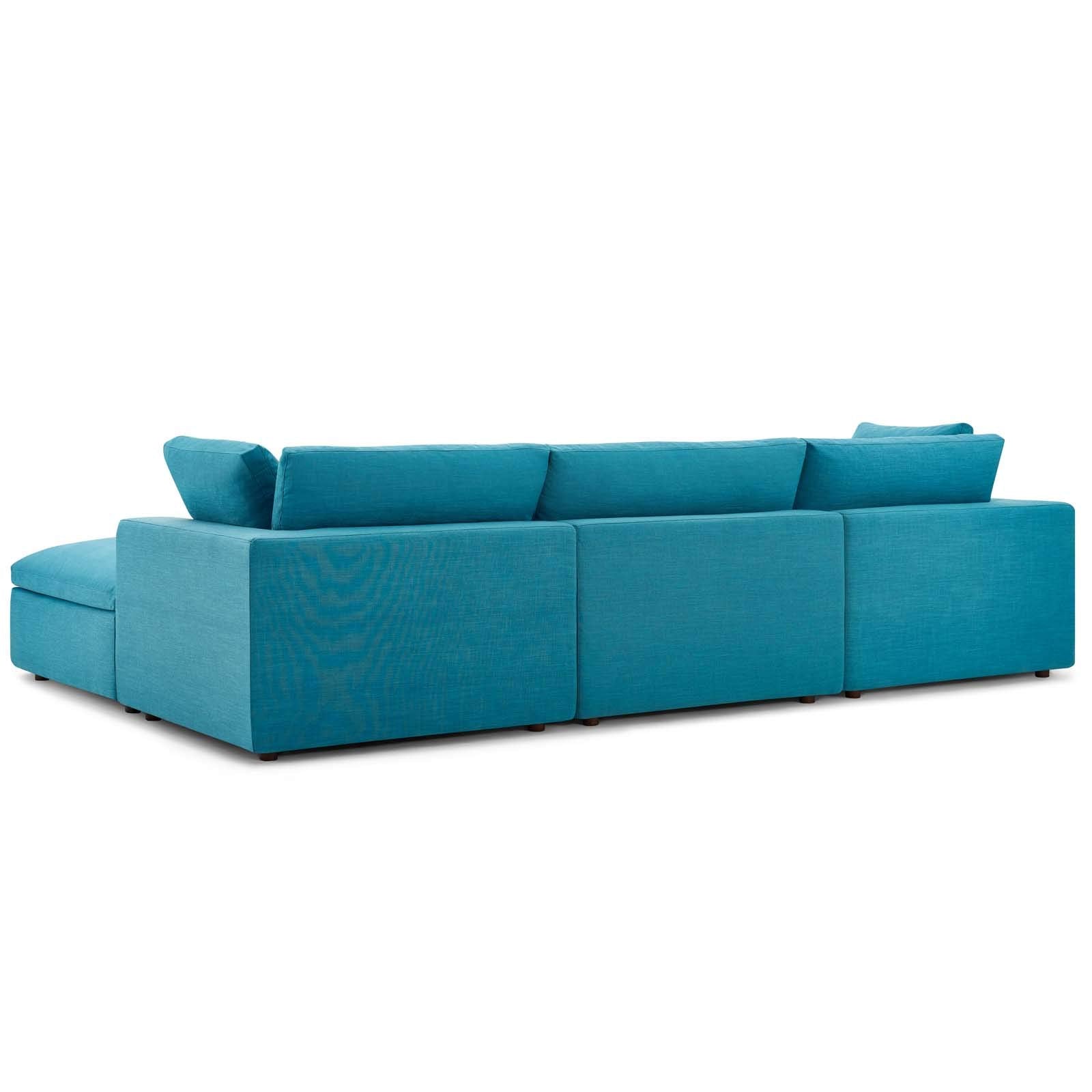 Modway Commix Down-Filled Overstuffed Upholstered 4-Piece Sectional Sofa Set In Teal