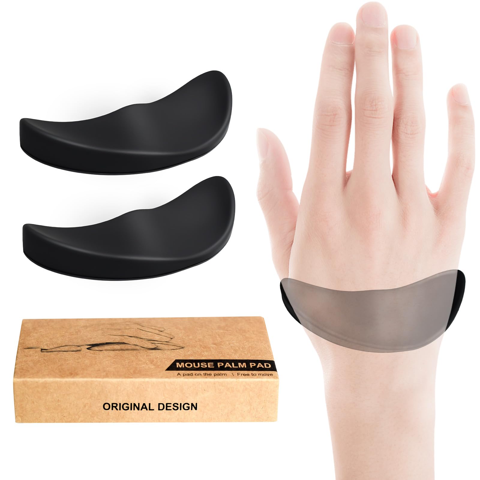 Jikiou Right-Handed Truly Ergonomic Wrist Rest For Mouse 2 Pack, Carpal Tunnel Support, Pain Relief, Anti-Fatigue, Easy Glide, O