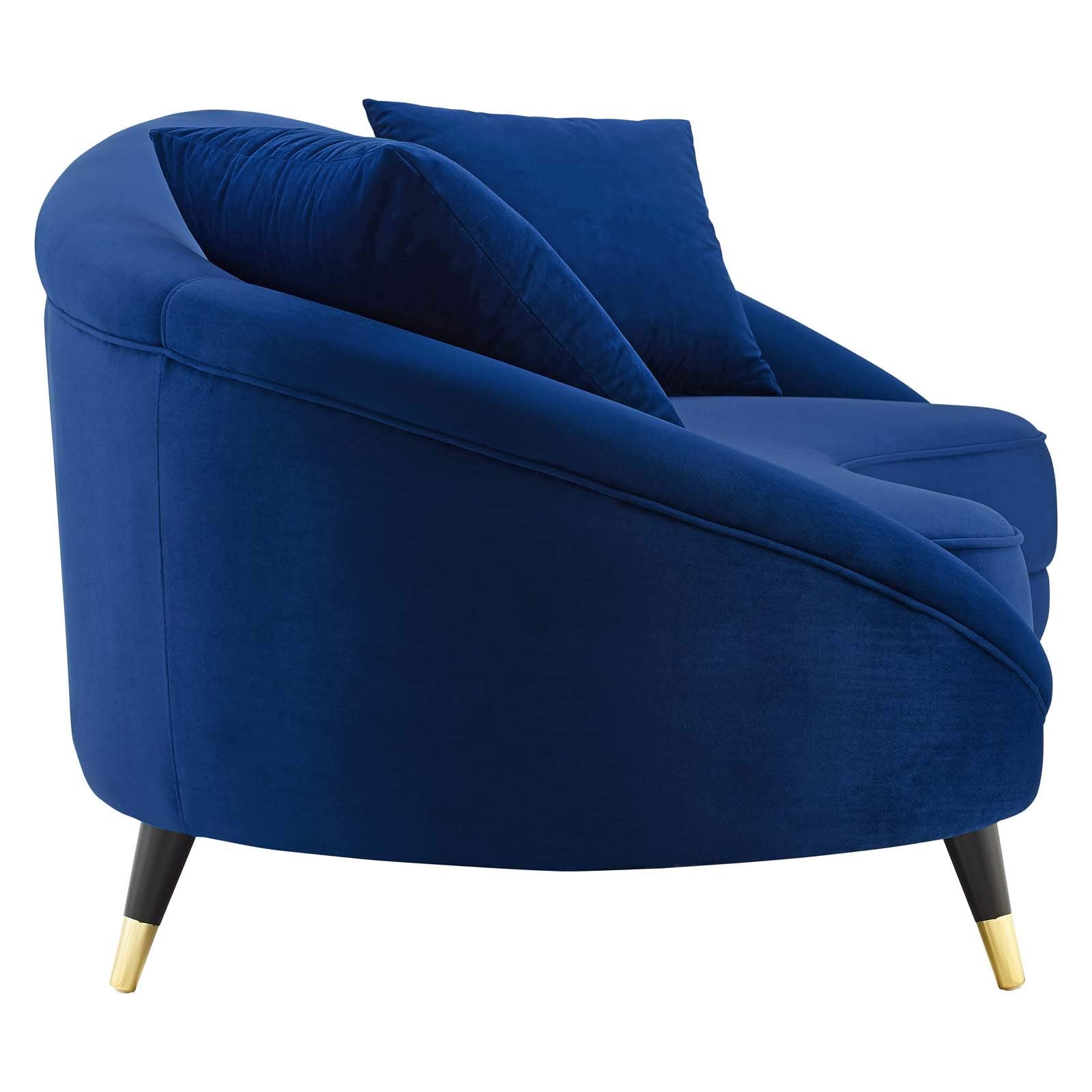 Modway Echo Curved Back Performance Velvet Sofa In Navy