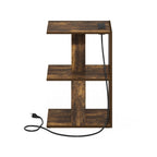 Furinno Boyate Open Storage Sofa Side Table, End Table with USB and Type-C Charging Port, Amber Pine