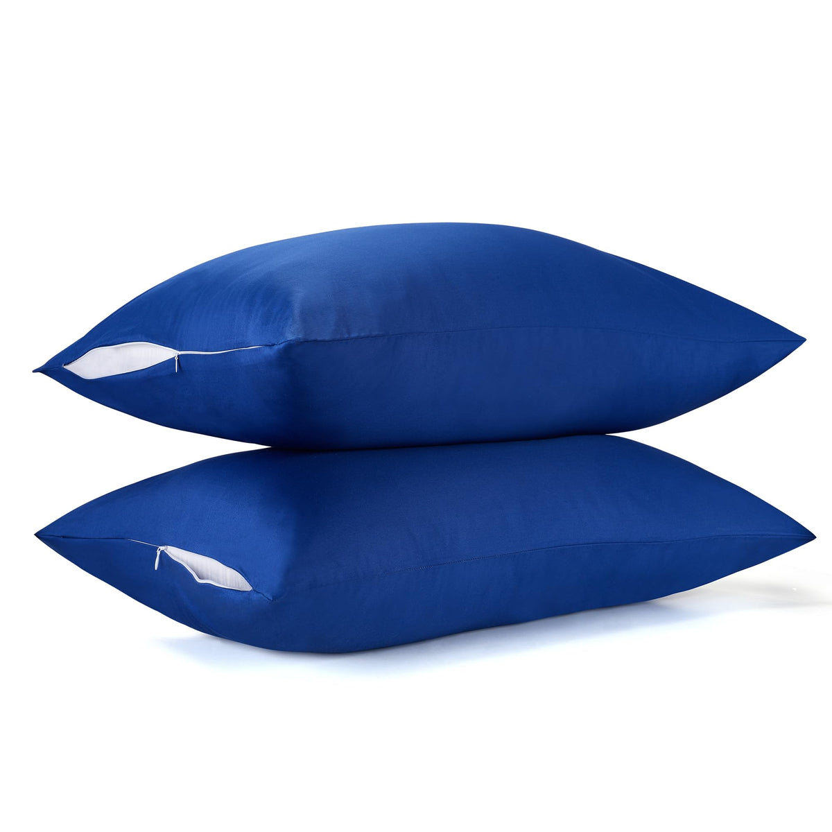 400 Thread Count Cotton Pillow Case King With Zipper, 40' L X 20' W, Cotton Pillow Protectors Cover- Set Of 2 - Navy Blue - Pi
