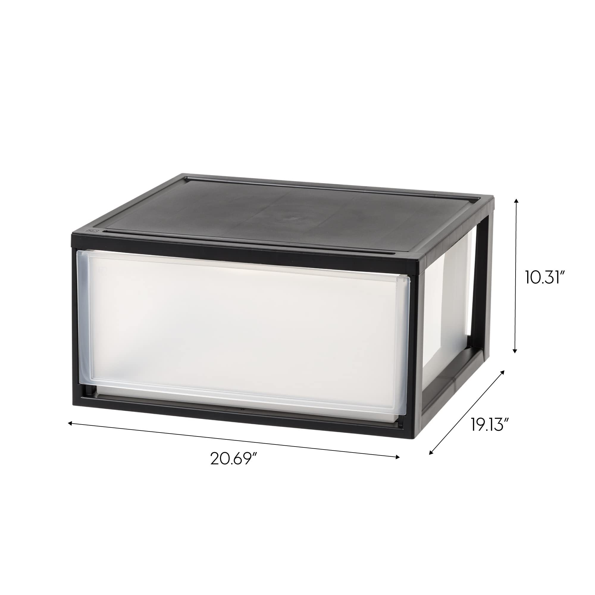 Iris Usa 2 Pack 47Qt Compact Stackable Plastic Drawers, Black