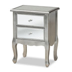 Baxton Studio Leonie 24.21-inch High 2-Drawer Nightstand, Silver and Mirror (162-10266-HiT)