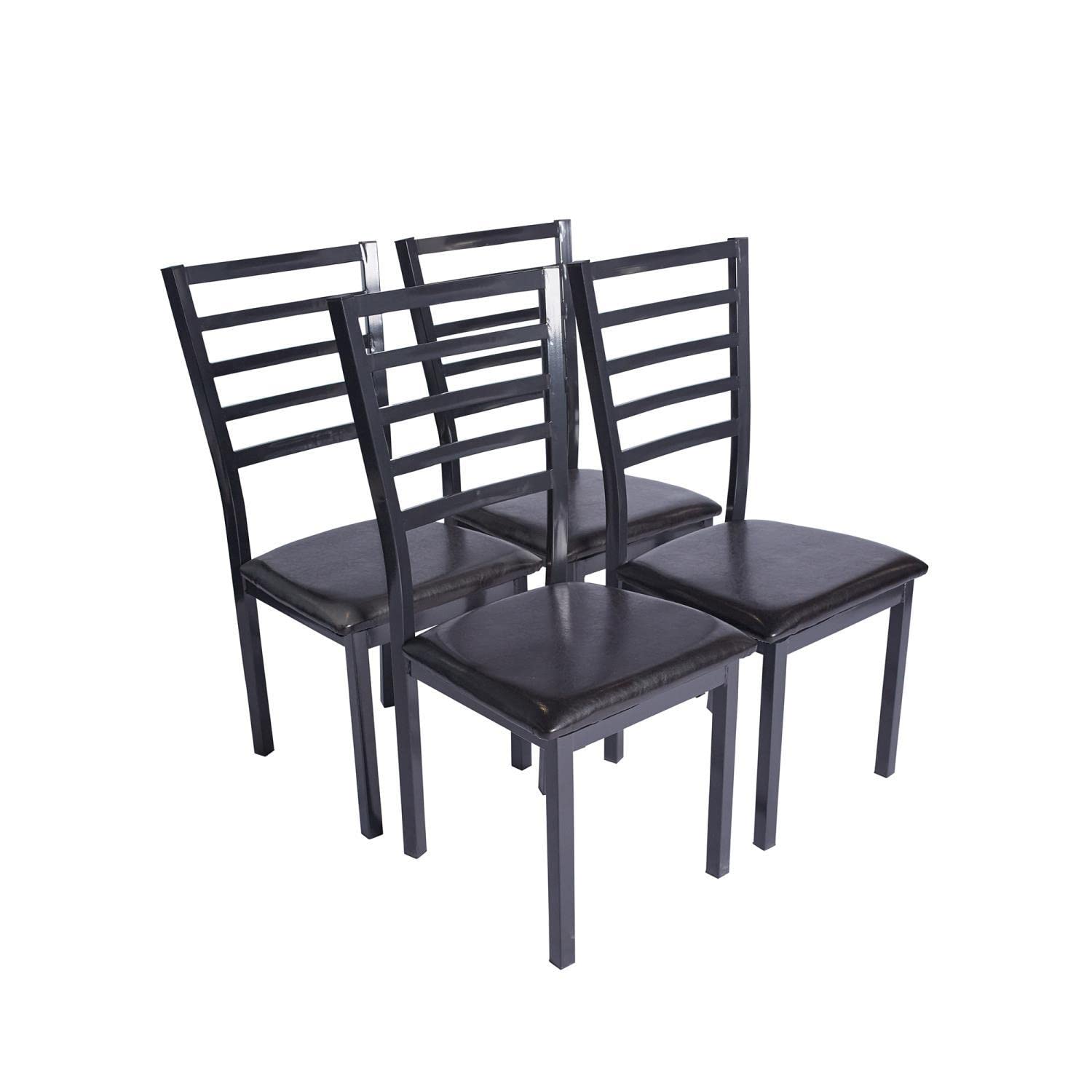 Better Home Products Milan Set of 4 Stackable Metal Dining Chairs in Black