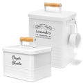 SSTATES Laundry Room Organization Set, Metal Laundry Detergent Pods Container and Dryer Sheet Holder with Lid, Laundry Powder St