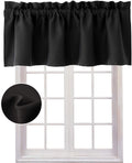 Hiasan Black Valance Curtains Blackout Rod Pocket Window Curtain Valances For Kitchen, 42 X 12 Inches Length, 1 Panel