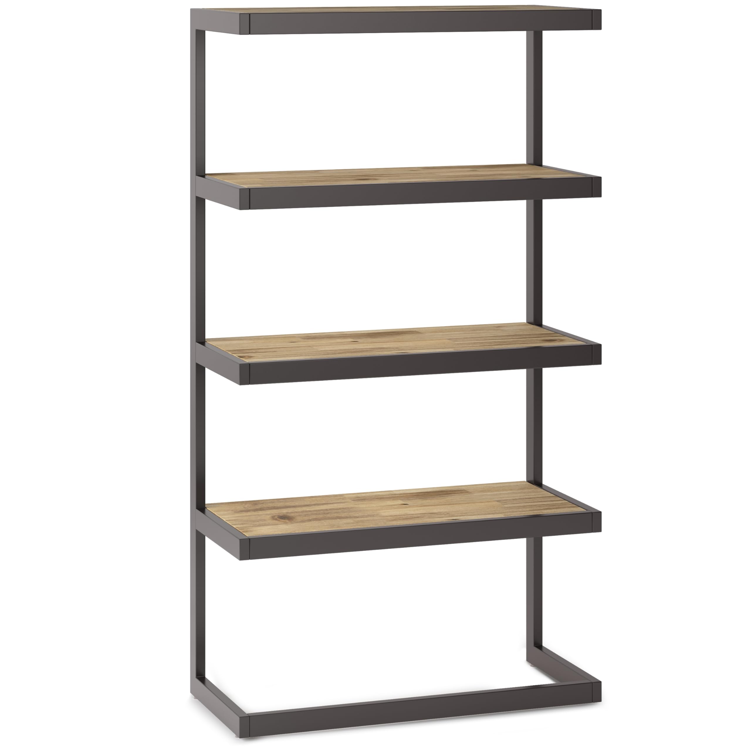 SIMPLIHOME Erina SOLID ACACIA WOOD and Metal 66 inch x 36 inchRectangle Modern Industrial Bookcase in Distressed Golden Wheat fo