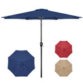 Simple Deluxe 10' Patio Umbrella Outdoor Table Market Yard Umbrella With Easy Push Button Tilt/Crank, Table Compatible, Dark Blu