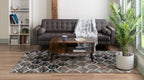 Unique Loom Trellis Frieze Collection Area Rug - Rounded (10' X 13', Blue Multi/ Ivory)