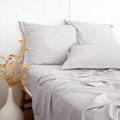 Pandatex Light Gray Queen Size 4 Piece Sheet Set, Linen-Textured Rayon Derived From Bamboo Cotton Blend Sheets, Soft Breathable