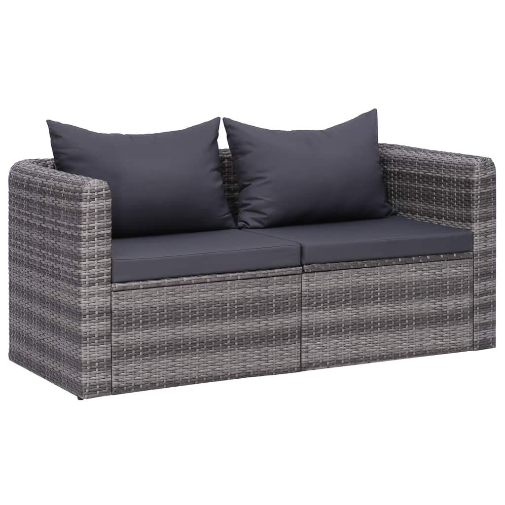 vidaXL 2 pcs Patio Corner Sofas - Outdoor Furniture with Gray Poly Rattan, Comfortable Cushions, Removable Covers, Easy Assembly, Suitable for Patio, Backyard & Garden