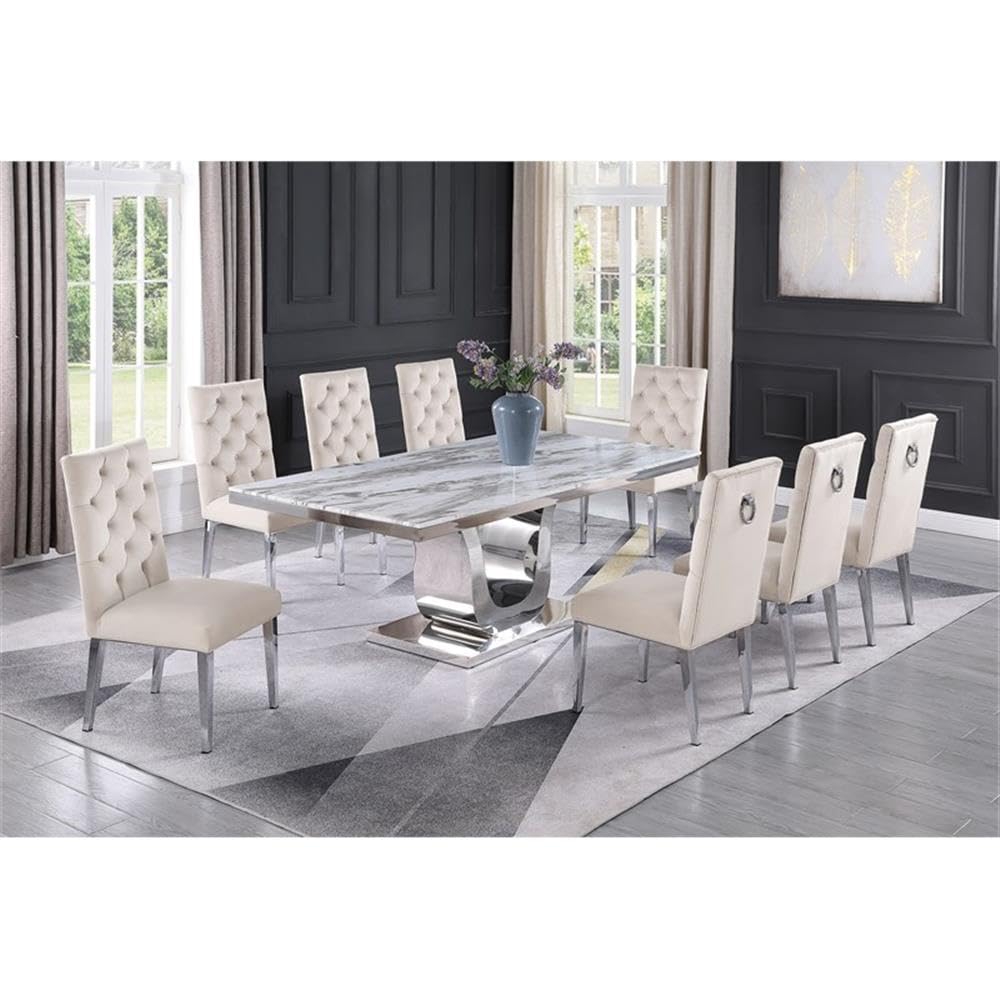 Best Quality Furniture D13-8Sc72 Dining Set, Beige