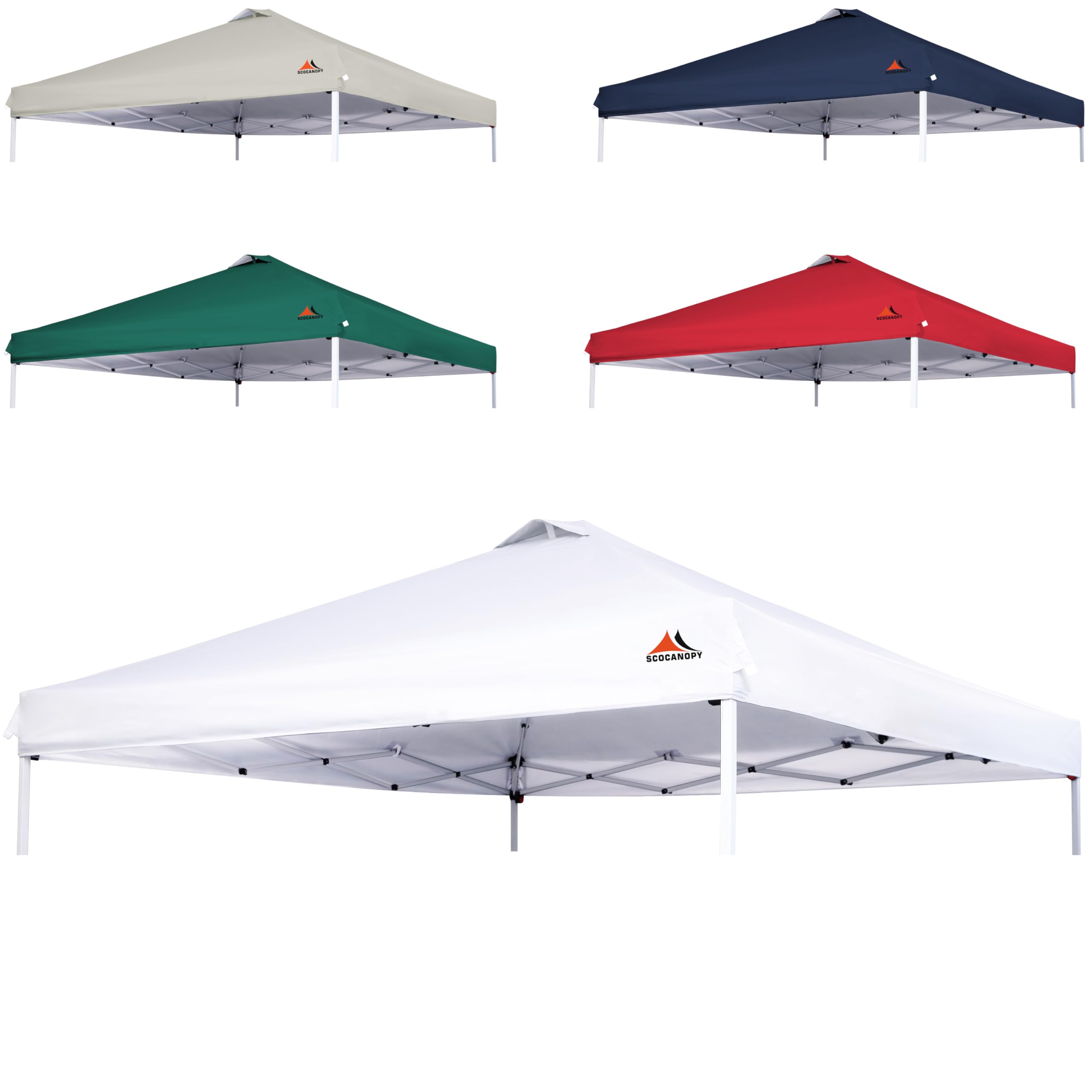 Scocanopy Replacement Top With Air Vent For 10X10 Pop Up Canopy Straight Legs Frame, Canopy Cover Only, (White)