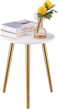 Apicizon Round Side Table, White Nightstand Coffee End Table for Living Room, Bedroom, Small Spaces, Easy Assembly Boho Side Tab