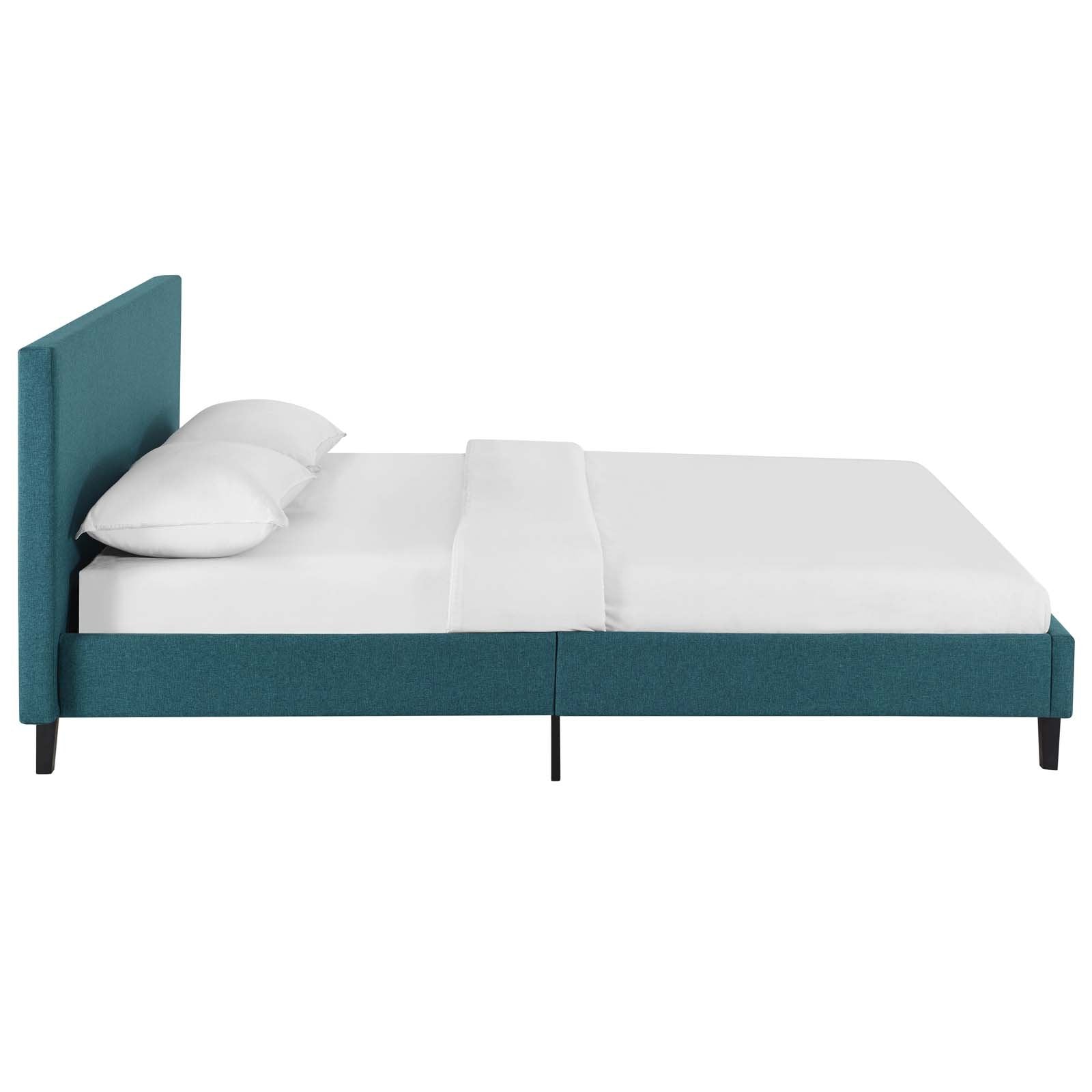 Modway Anya Upholstered Teal Full Platform Bed With Wood Slat Support