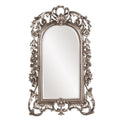 Howard Elliott Sherwood Hanging Antique Accent Wall Mounted Mirror, Ornate Arched Mirror with Bevelled Edges and Silver Resin Fr