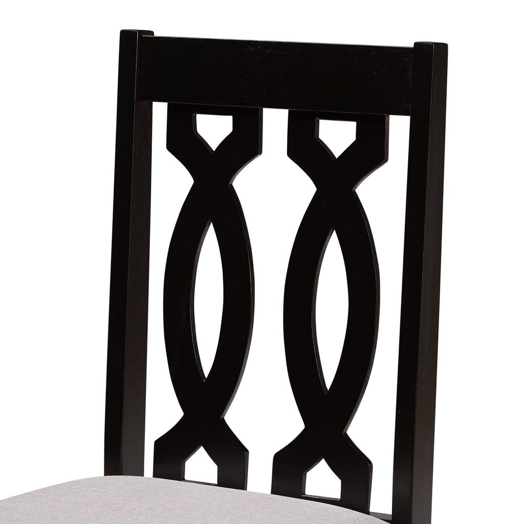 Baxton Studio Cherese Modern and Contemporary Grey Fabric Upholstered and Dark Brown Finished Wood 2-Piece Dining Chair Set
