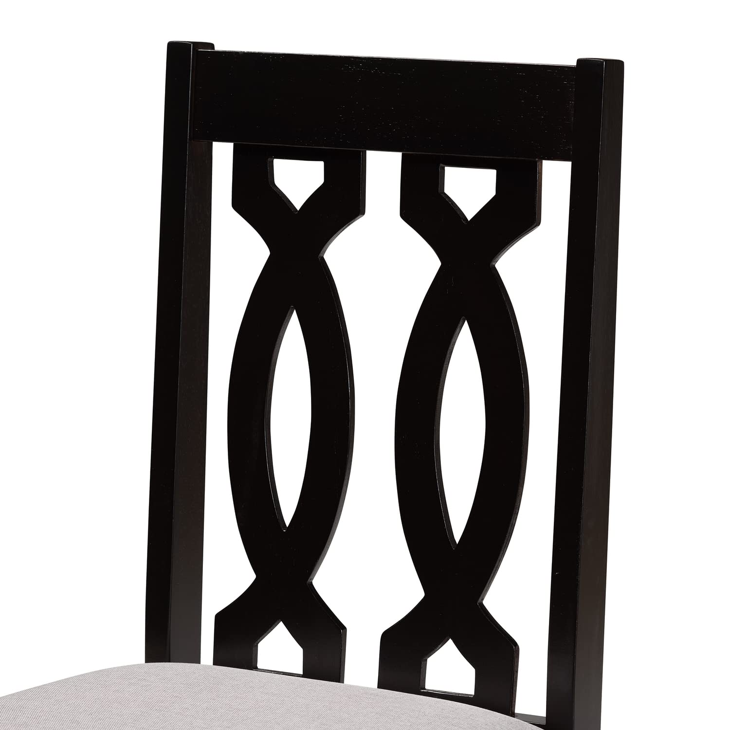 Baxton Studio Cherese Modern and Contemporary Grey Fabric Upholstered and Dark Brown Finished Wood 2-Piece Dining Chair Set