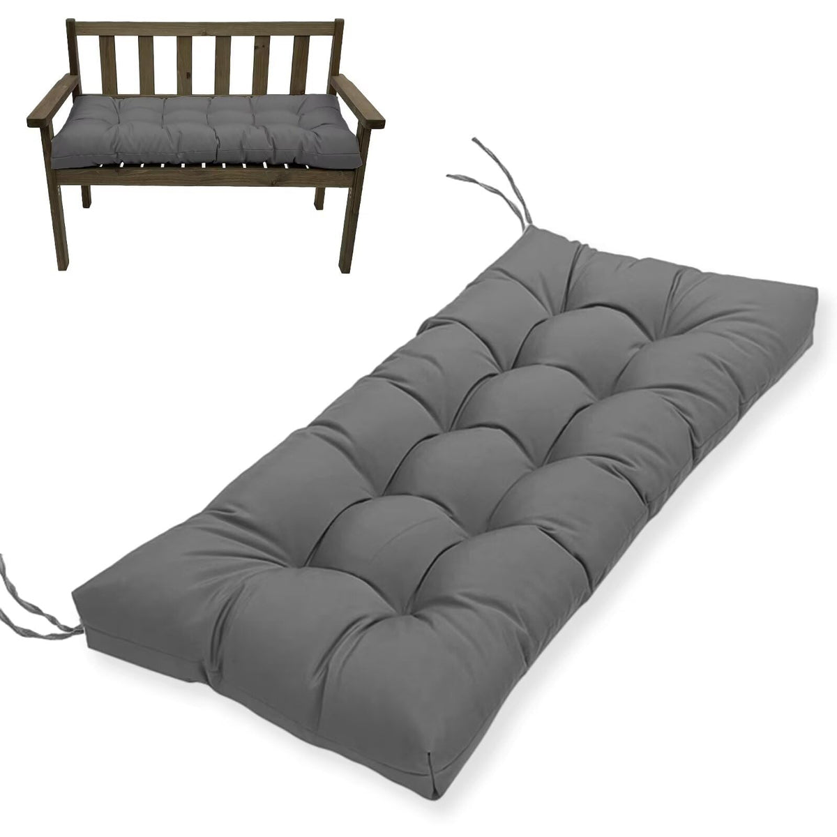Mtmr Water-Repellent Tufted Outdoor Bench Cushion-44X19 Inch Porch Swing Cushion With High Elasticity Pp Cotton And Durable Ties