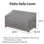 Easy-Going Waterproof Patio Sofa Cover Uv Resistant 2 Seater Outdoor Loveseat Cover Weatherproof Lawn Patio Furniture Cover With Tape Sealed Seam (58Wx32.5Dx31H Inch, Grey)