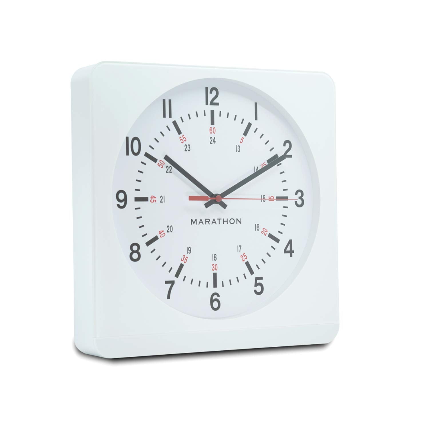 Marathon Classic Silent Non-Ticking Wall Clock | 12    Square Wall Clock That is Easy to Read | Warm Amber Auto Backlit | Elegan