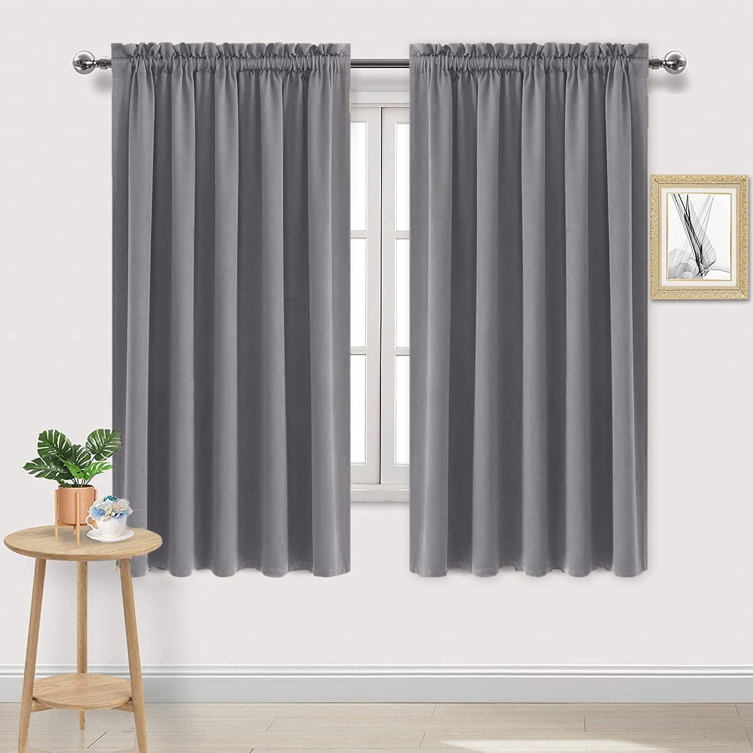 Dwcn Blackout Curtains For Living Room Thermal Insulated, Energy Saving & Noise Reducing Bedroom Curtains, Grey, W 70X L 63 Inch