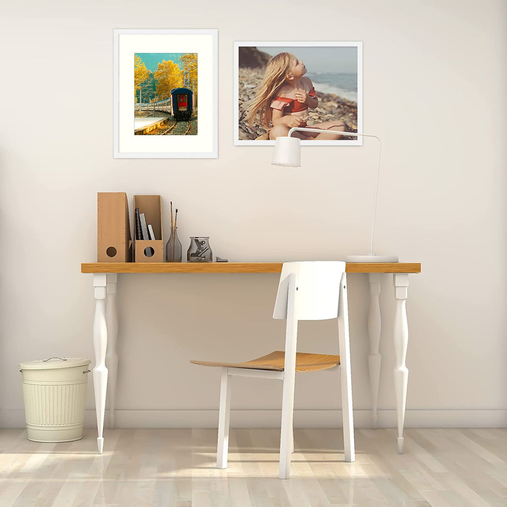 Golden State Art, 16X20 Picture Frame, Poster Frame In White, Display 11X14 With Mat Or 16X20 Without Mat, 2 Pack