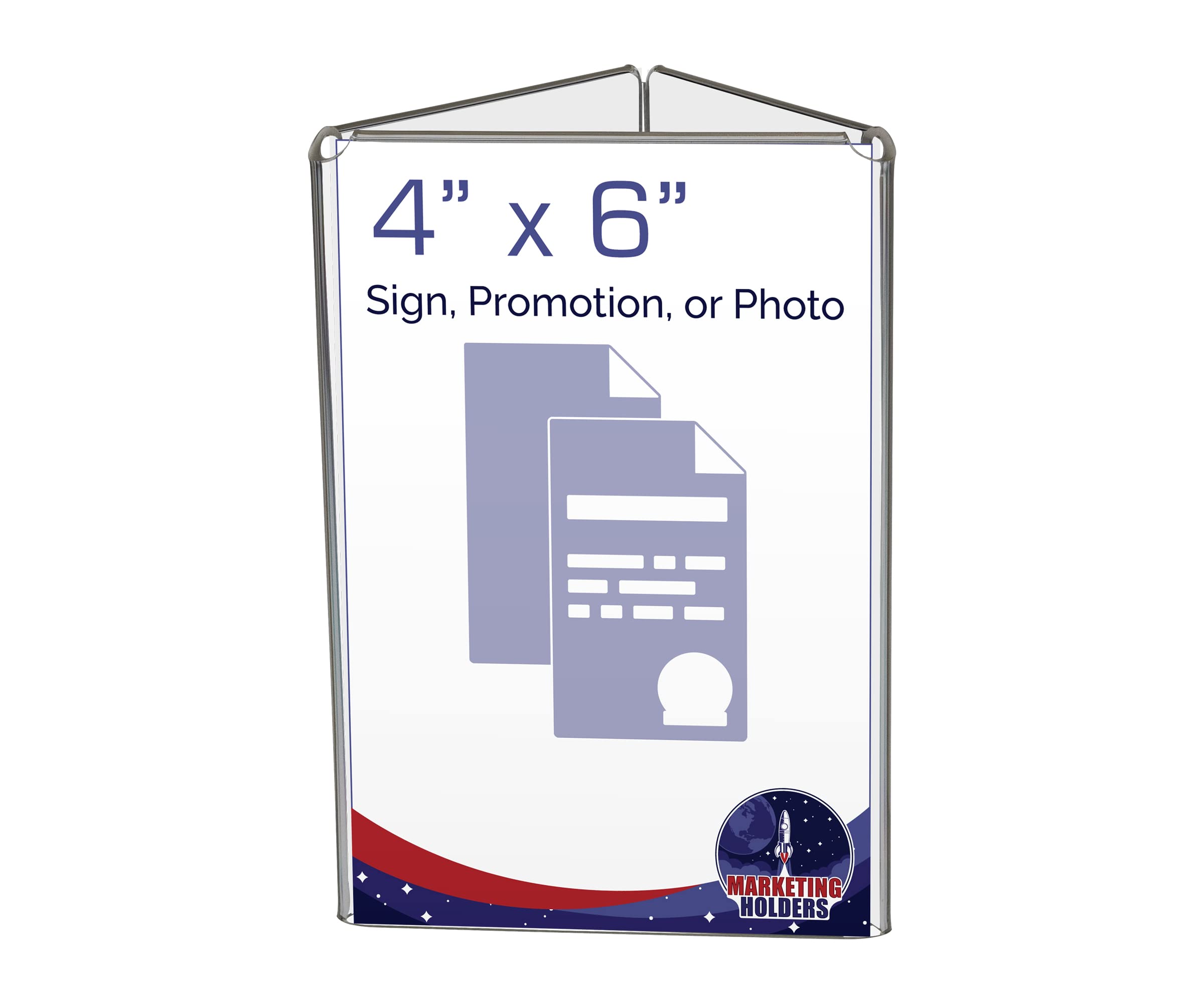 Marketing Holders 12 Pack Sign Holder 4 X 6 Inch 3 Sided Triangle Display Menu Holder Clear Acrylic Countertop Advertisement Dis