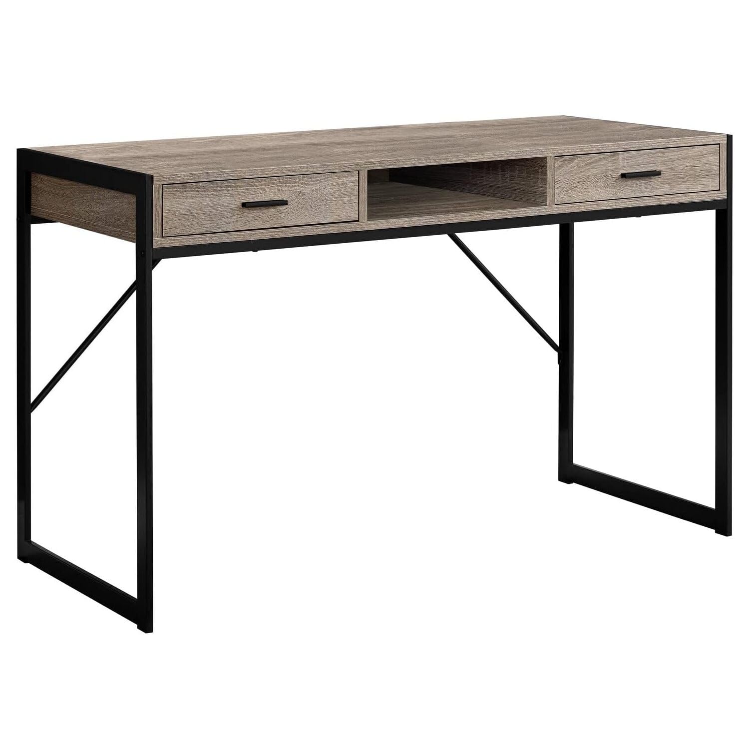 Monarch Specialties Contemporary Laptop Table With Drawers And Shelf Home & Office Computer Desk-Metal Legs, 48&quot; L, Dark Taupe
