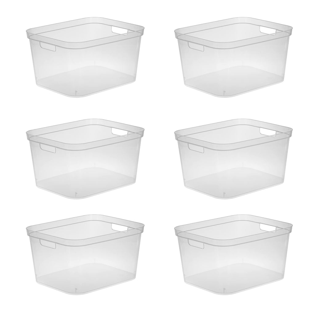 Sterilite 8.25x12.25x15 Inch Modern Polished Storage Bin w/Comfortable Carry Through Handles & Banded Rim for Household Organiza