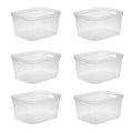 Sterilite 8.25x12.25x15 Inch Modern Polished Storage Bin w/Comfortable Carry Through Handles & Banded Rim for Household Organiza