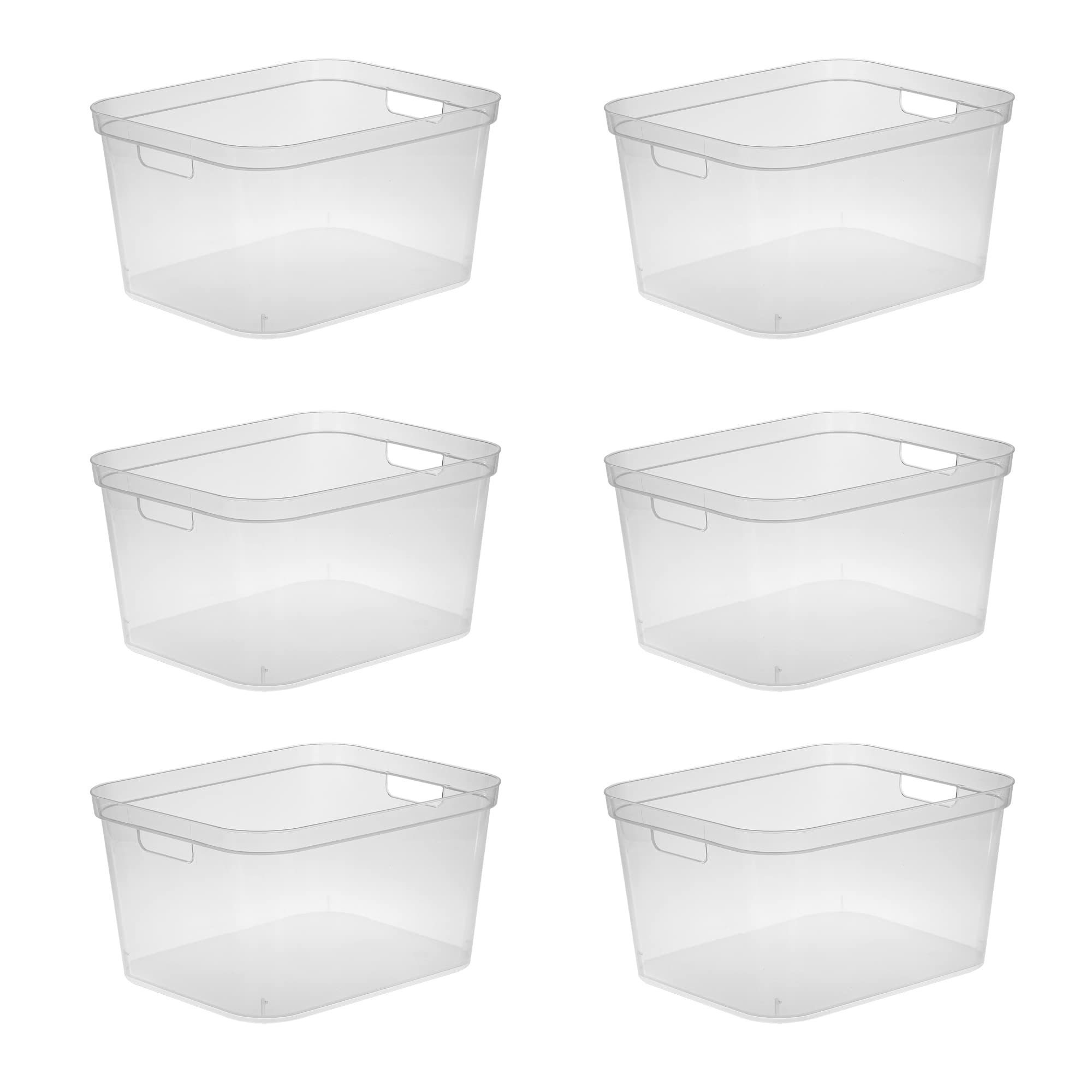Sterilite 8.25x12.25x15 Inch Modern Polished Storage Bin w/Comfortable Carry Through Handles & Banded Rim for Household Organiza
