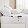 Bysure 6 Pieces Bed Sheets Set With Pockets On Side(Queen, White), Sweat-Wicking Breathable Sheets, 16-Inch Super Soft Hotel Emb