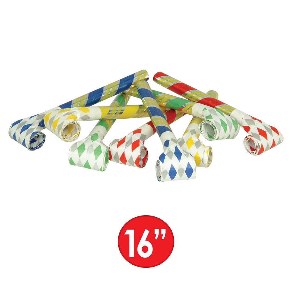 Beistle Noiseless Blowouts 16 Pack Paper Multicolor 16" Party Favors