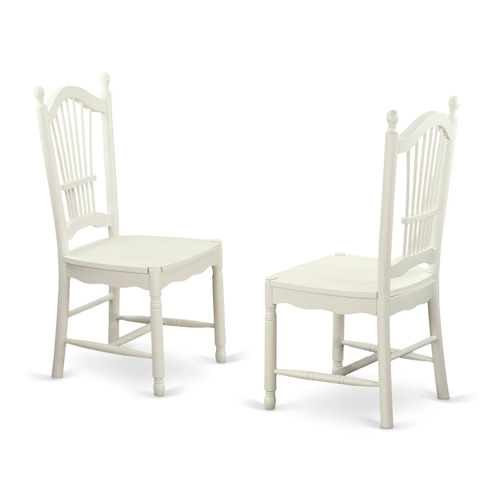 East West Furniture DLDO5-WHI-W Dublin 5 Piece Room Set Includes a Round Kitchen Table with Dropleaf and 4 Dining Chairs, 42x42 Inch, Linen White