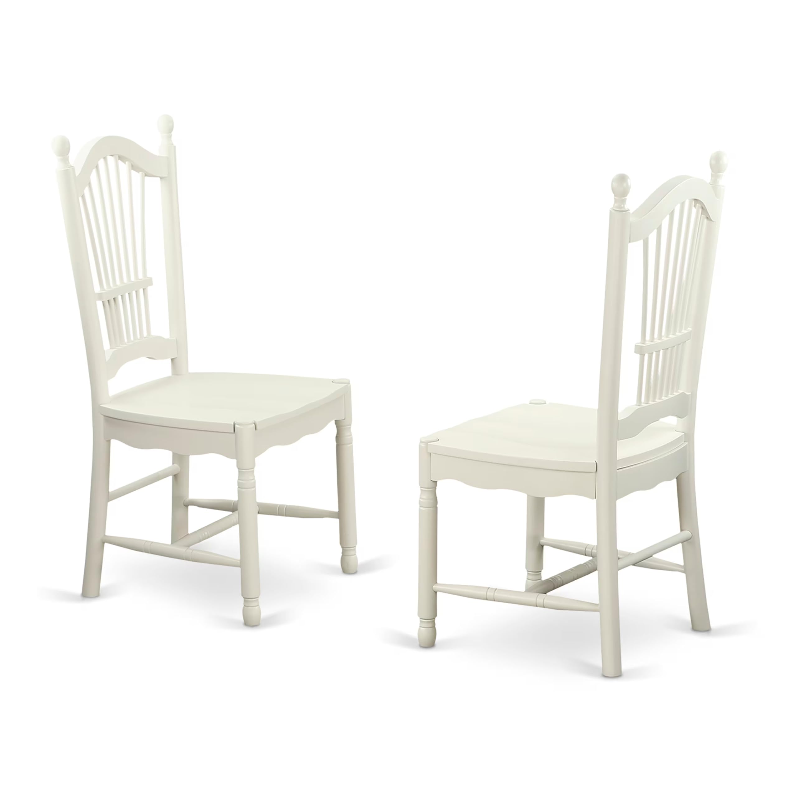 East West Furniture DLDO5-WHI-W Dublin 5 Piece Room Set Includes a Round Kitchen Table with Dropleaf and 4 Dining Chairs, 42x42 Inch, Linen White