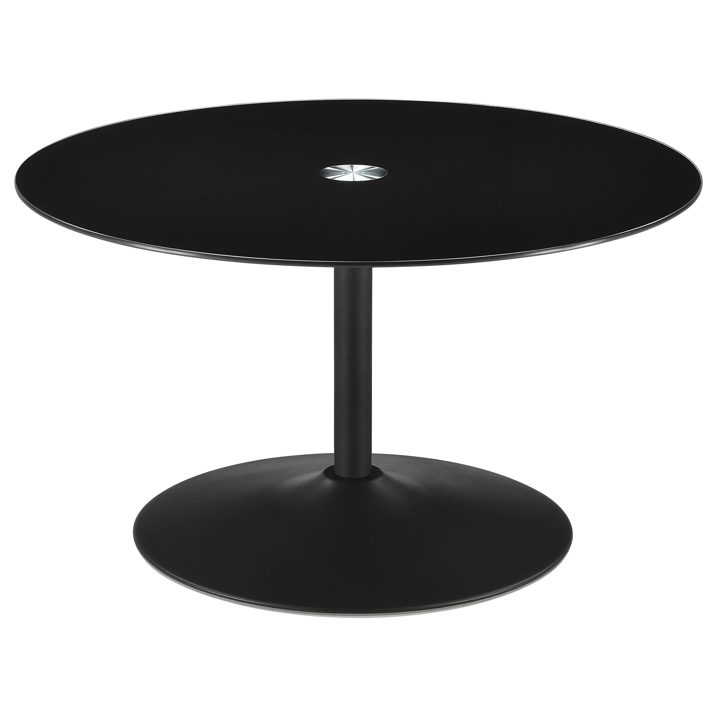Coaster Home Furnishings Ganso Round Metal Coffee Table with Tempered Glass Top Black