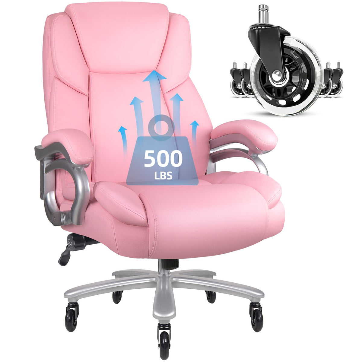 Vitesse 500Lbs Heavy Duty Office Chair For Low Back Pain Relief, Big And Tall Office Chair With Ergonomic Lumbar Support, High B