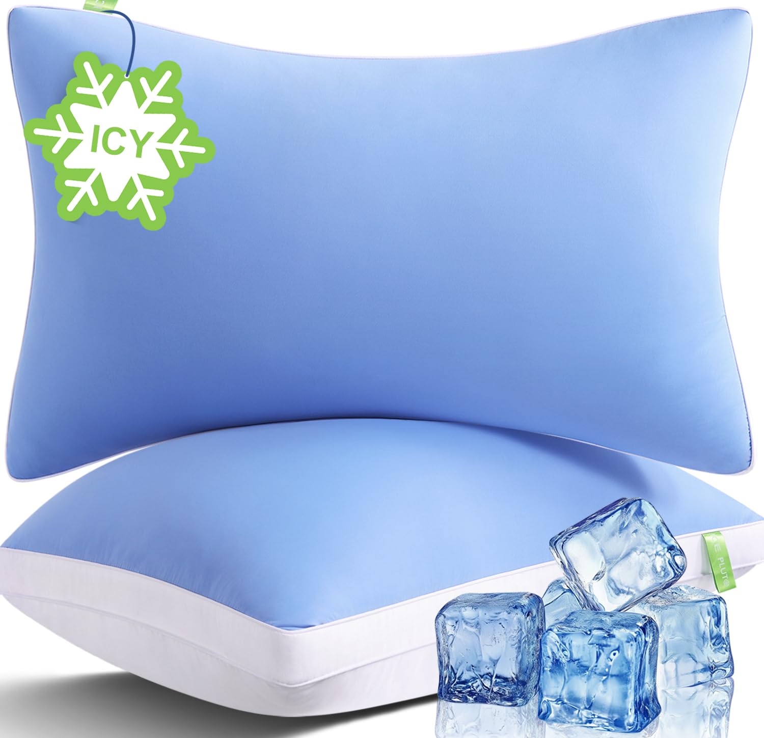 Meelus Cooling Bed Pillows King Size Set Of 2, Cool For Hot Sleepers, Gusseted Hotel Down Alternative Pillow For Side Back Stoma