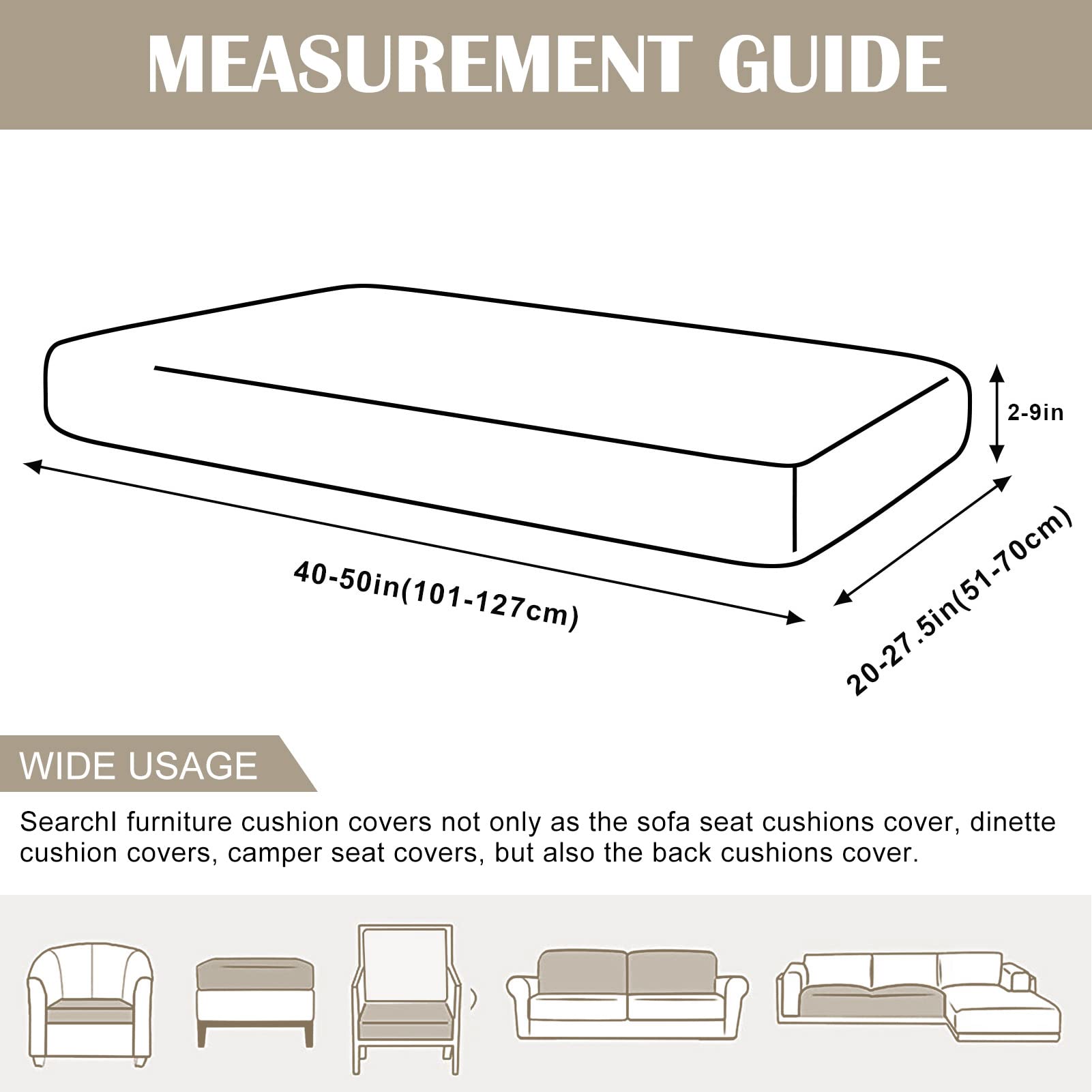 Searchi Stretch Printed Sofa Couch Cushion Covers Replacement Chair Cushion Slipcovers Sofa Seat Cover Furniture Protector Sofa