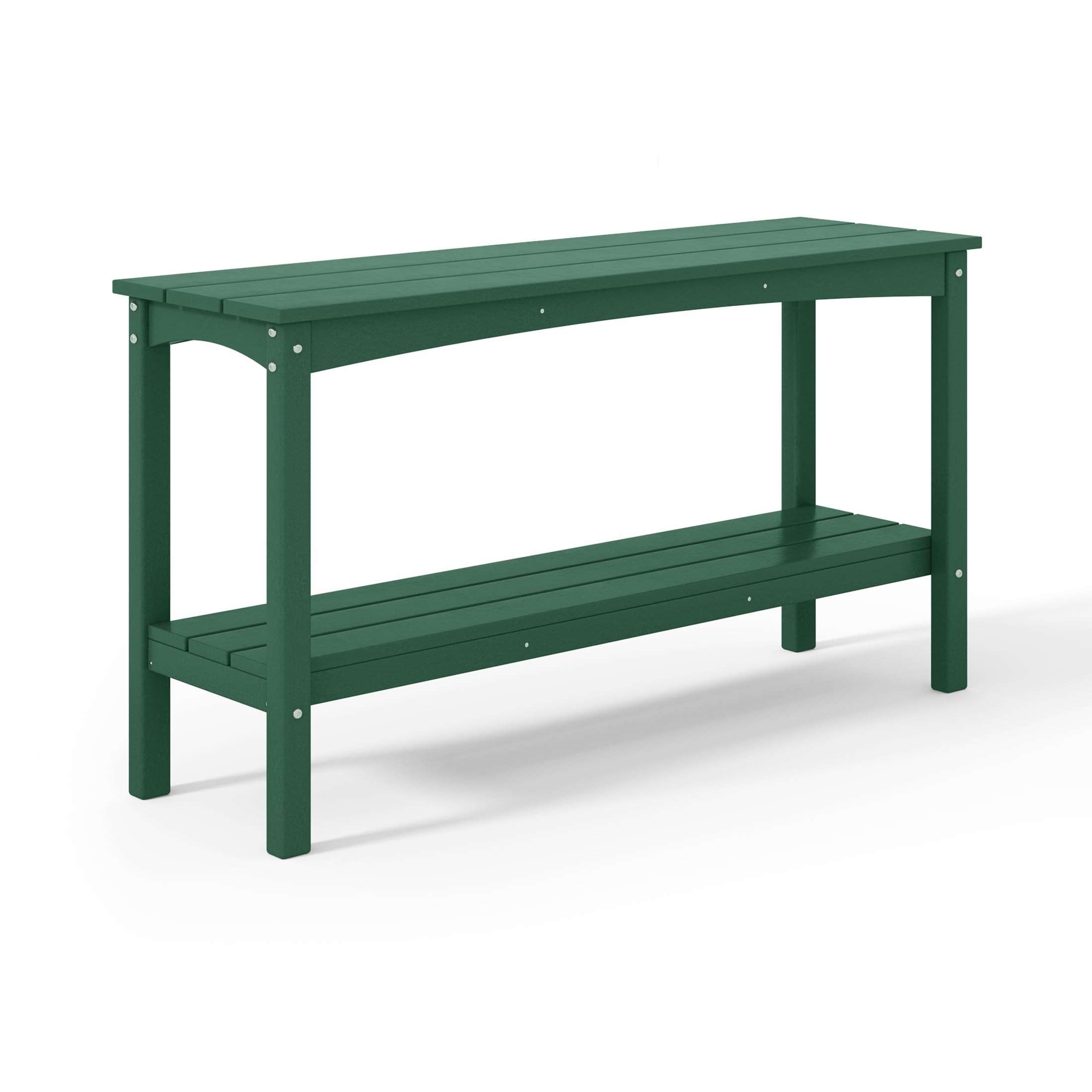 Costaelm Patio Console Table, 55'' 2-Shelf Said Table Indoor Outdoor Multifunctional Buffet Bar Storage Organizer For Entryway, Garden Hdpe Plant Table, Green
