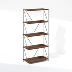 Furinno Wire 5-Tier Industrial Style Metal Frame Bookcase, Display Shelf, 24 Wide, Walnut Cove